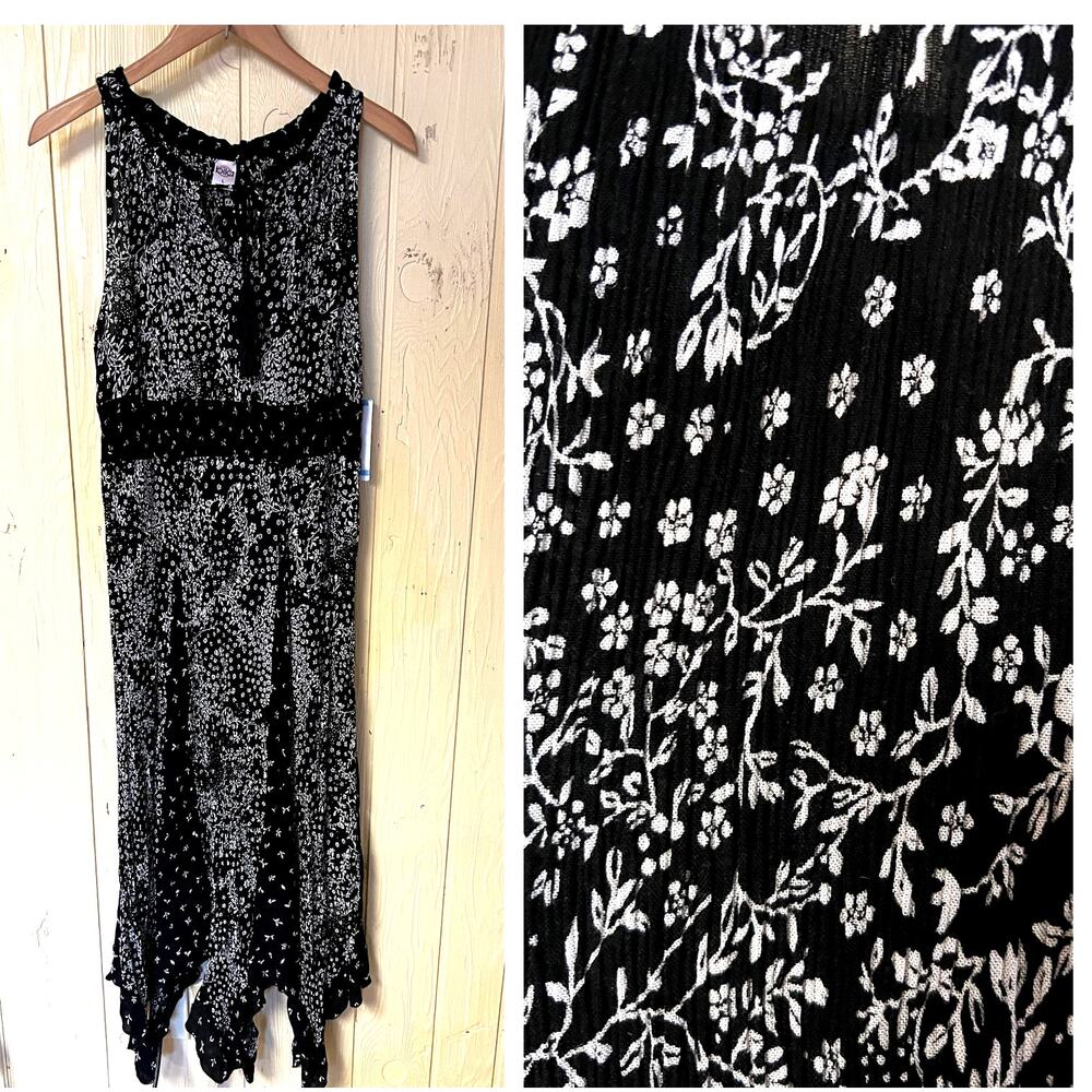 Billa Maxi Dress Womens Large Smocked Waist Handerchief Hem Whimsigoth Fairy